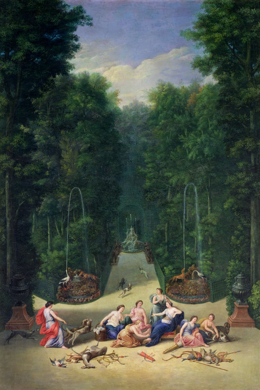 The Groves of Versailles: Vaaiga i le Paso ma Diana ma ana Nymphs, 1688 sau. av Jean the Younger Cotelle