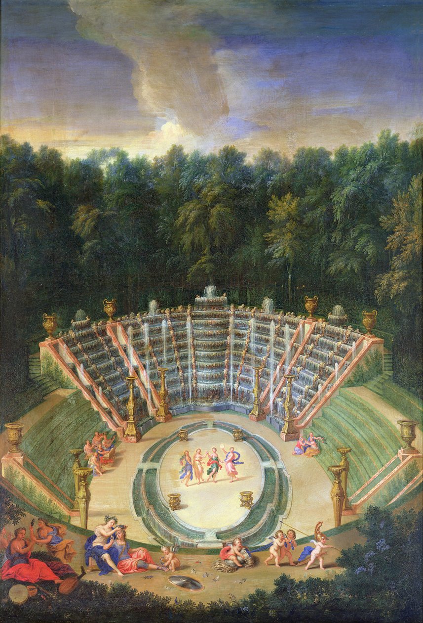 Utsikt över Salle de Bal med en föreställning av "Rinaldo och Armida", 1688 av Jean the Younger Cotelle