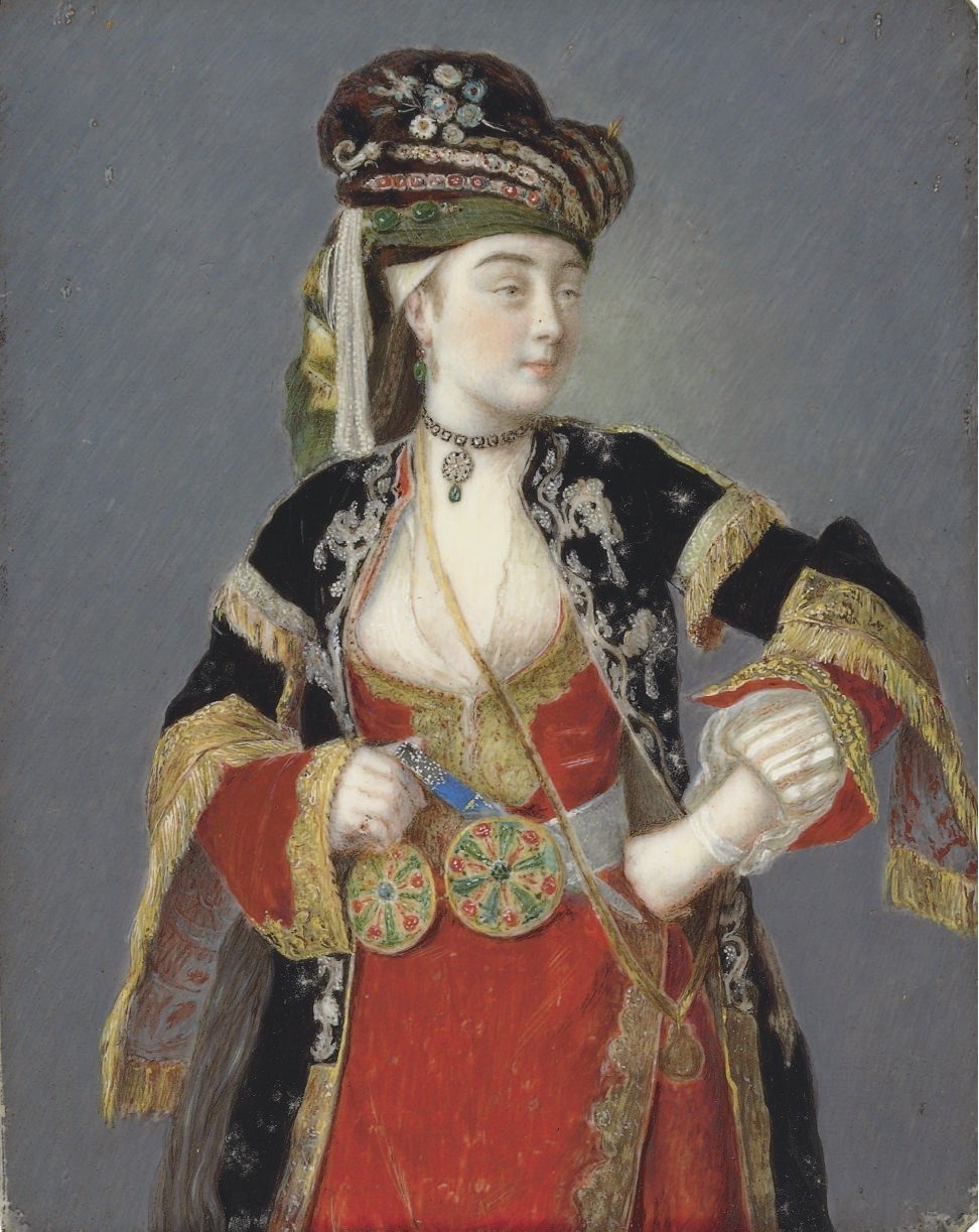 Portrait présumé de Laura Tarsi en habit à la turque av Jean Étienne Liotard