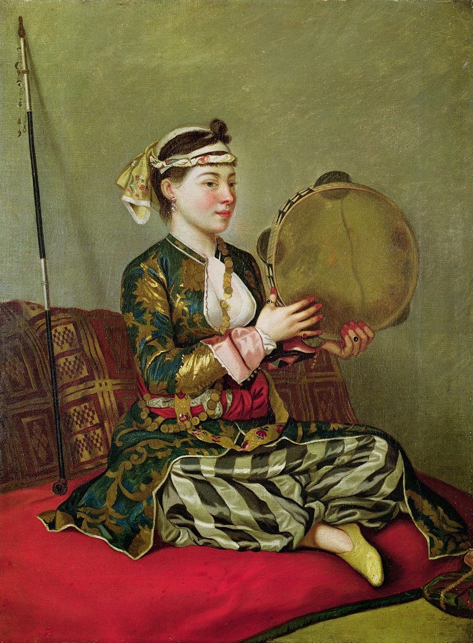 Turkisk kvinna med en tamburin av Jean Étienne Liotard