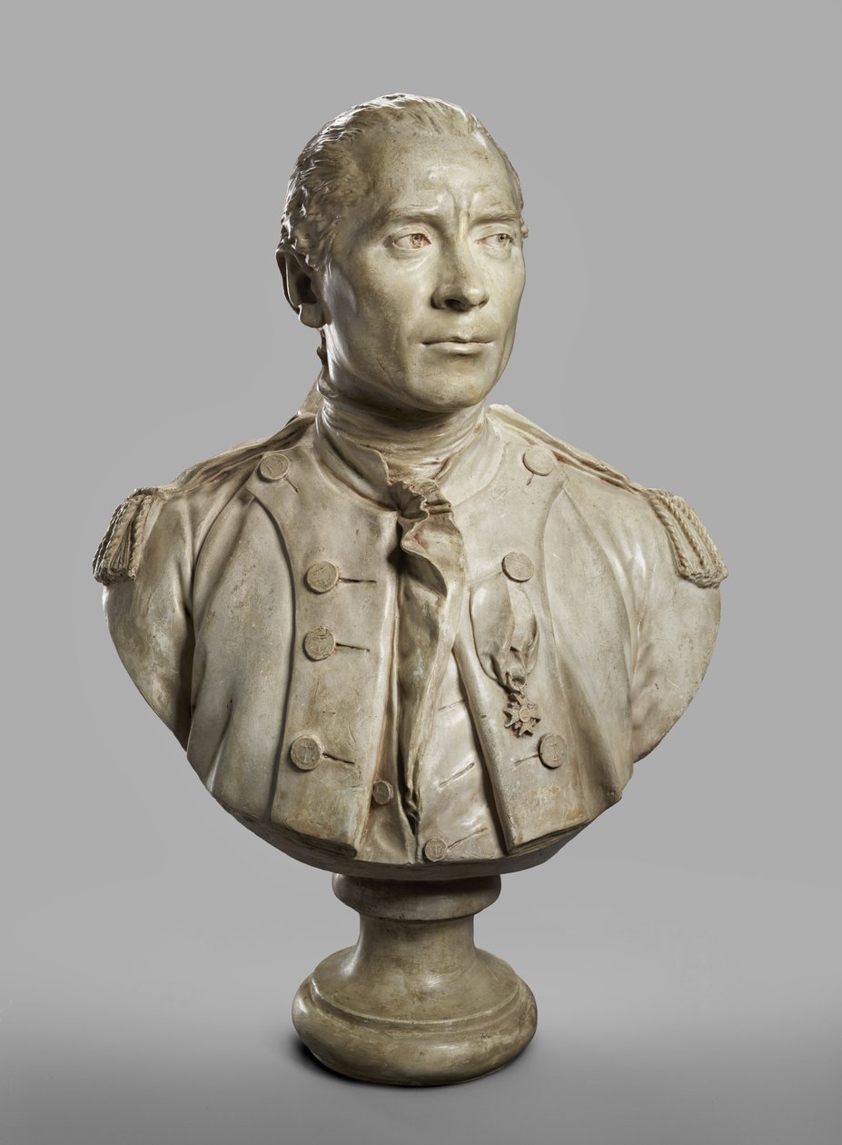 Porträttbyst av John Paul Jones, modellerad 1780, gjuten 1787-89 (gips med terrakottafärg) av Jean Antoine Houdon