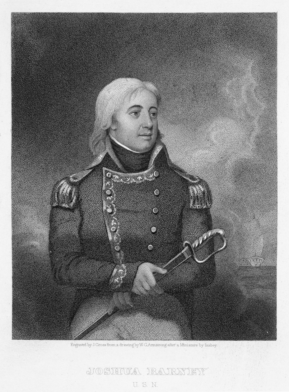 Joshua Barney (1759-1818), graverad av J. Gross efter en kopia av originalminiatyren av William G. Armstrong (1823-90) av Jean Baptiste Isabey