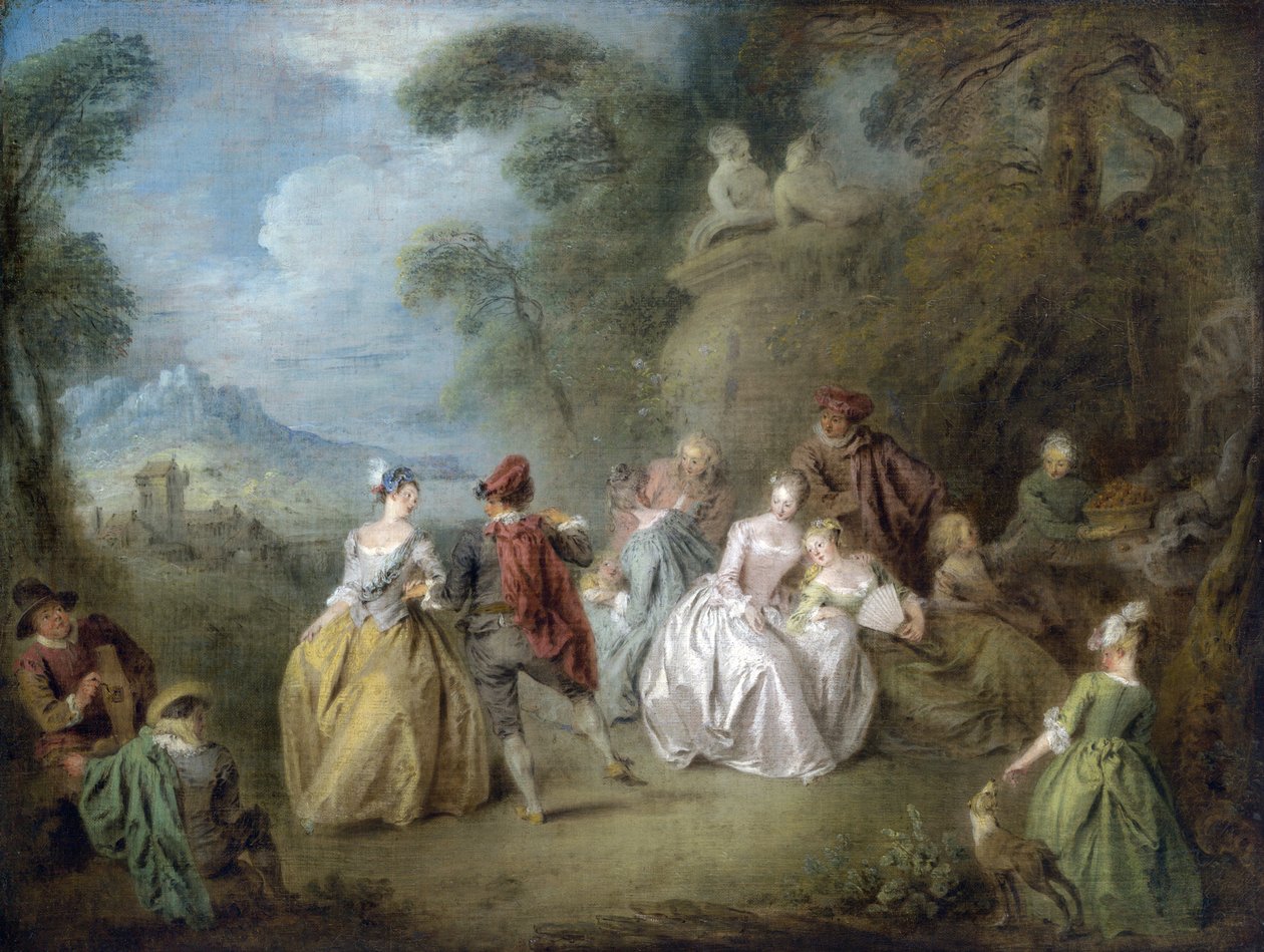 Hovscen i en park, ca 1730-35 av Jean Baptiste Joseph Pater