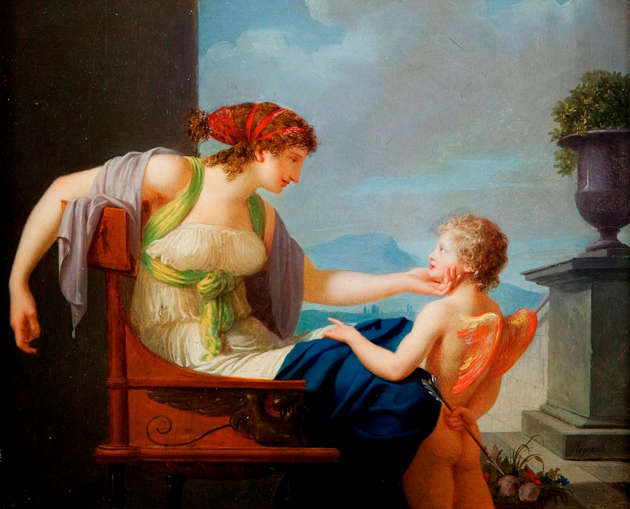  Venus and Cupidn av Jean Baptiste Regnault