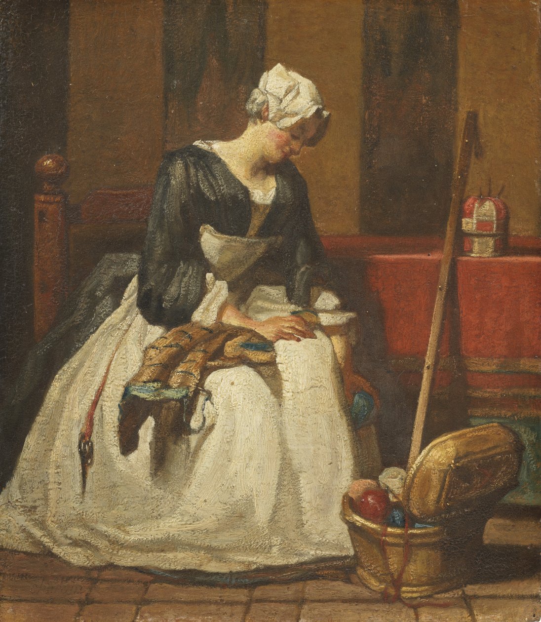 Broderskan (olja på ek) av Jean Baptiste Simeon Chardin