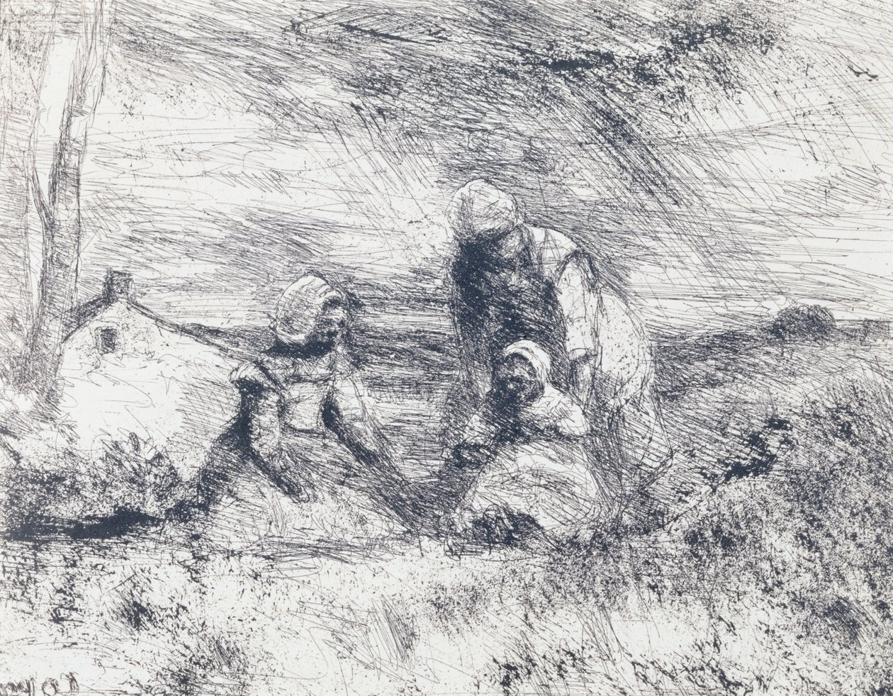 La Petite Soeur, 1854 (pepa masima lolomi mai clich? verre)swed av Jean Baptiste Camille Corot
