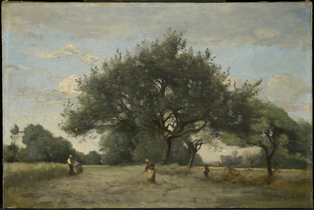 Äppelträd på ett fält av Jean-Baptiste-Camille Corot