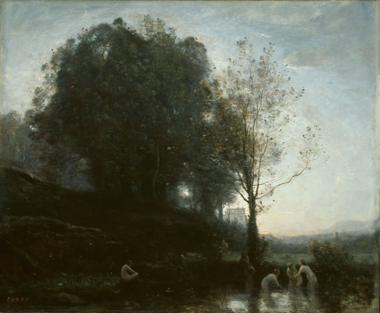 Badande nymfer och barn av Jean-Baptiste-Camille Corot