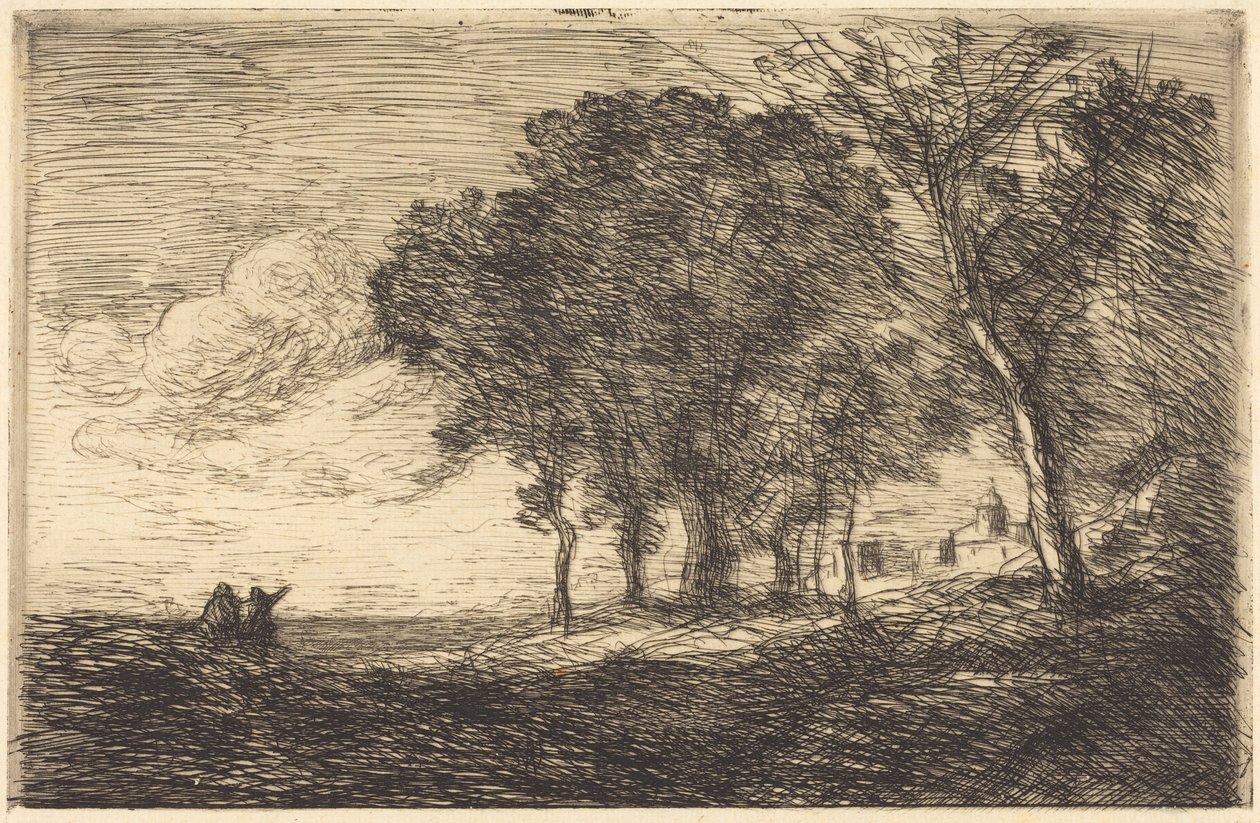Italienskt landskap (Landskap i Italien) av Jean-Baptiste-Camille Corot