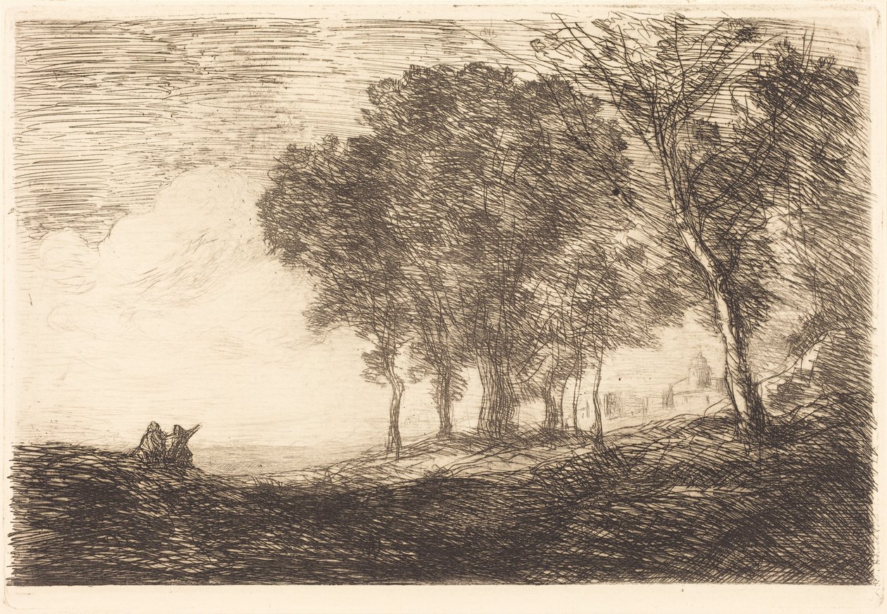Italienskt landskap av Jean-Baptiste-Camille Corot