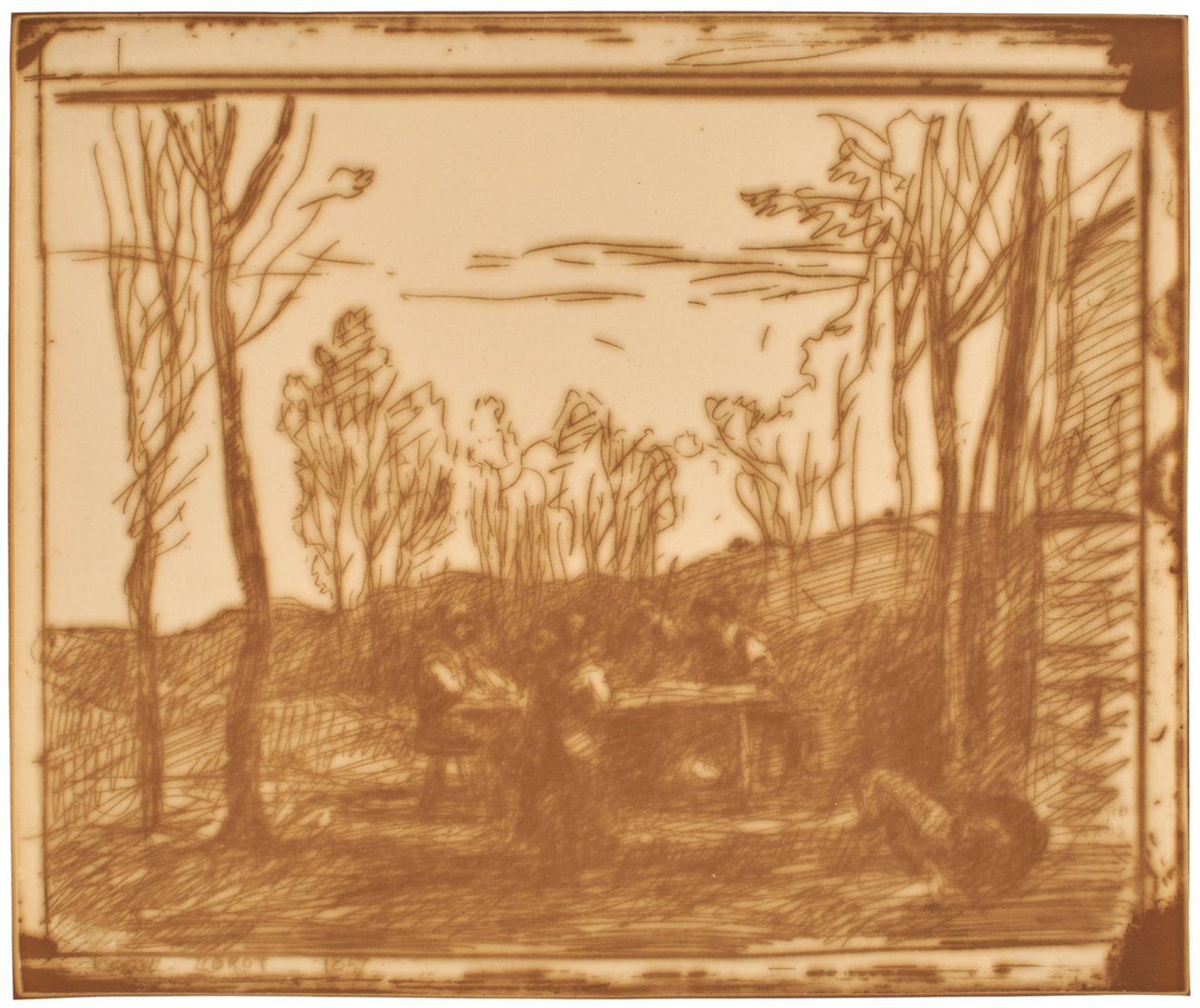 Mittagessen in der Lichtung av Jean-Baptiste-Camille Corot