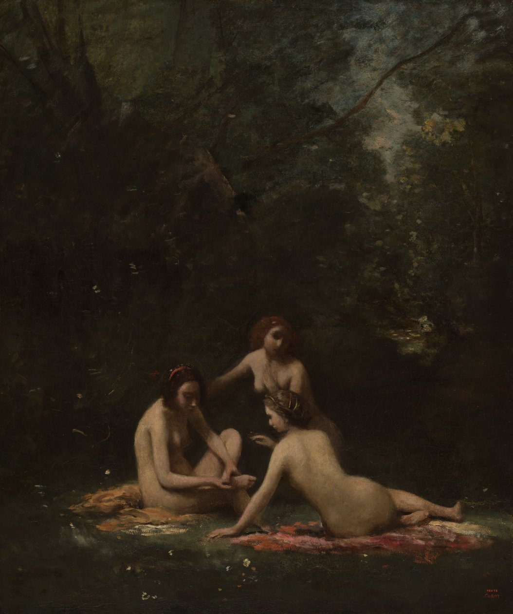 Nymfer lämnar badet av Jean-Baptiste-Camille Corot