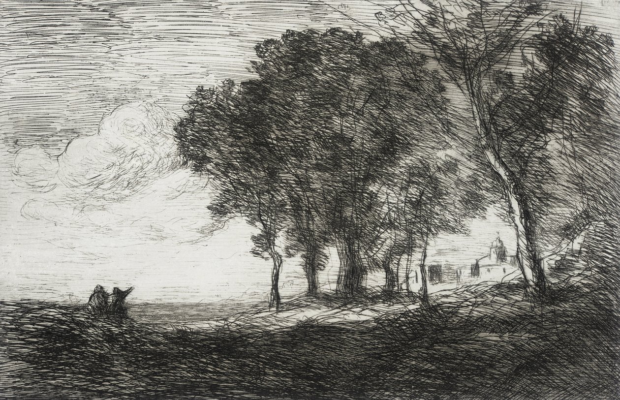 Italienskt landskap av Jean-Baptiste-Camille Corot