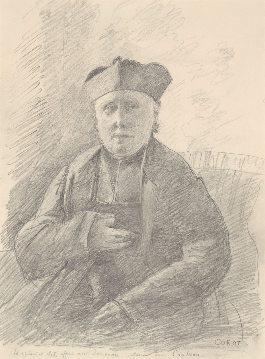 Porträtt av Abbé Jouveau av Jean-Baptiste-Camille Corot