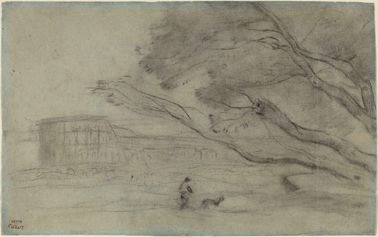 Souvenir: Romerskt landskap med Colosseum av Jean-Baptiste-Camille Corot
