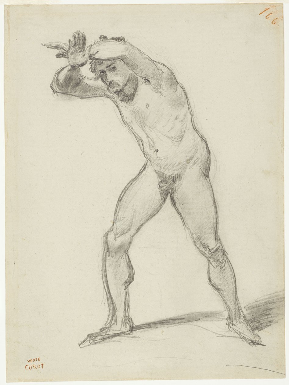 Stående manlig naken av Jean-Baptiste-Camille Corot