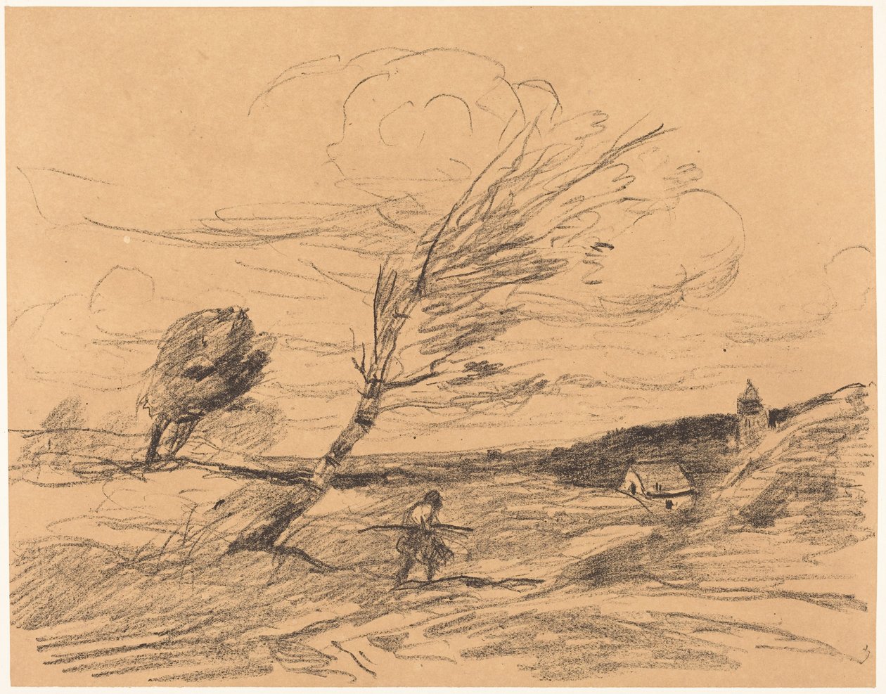 Vindpusten (Le Coup de vent) av Jean-Baptiste-Camille Corot