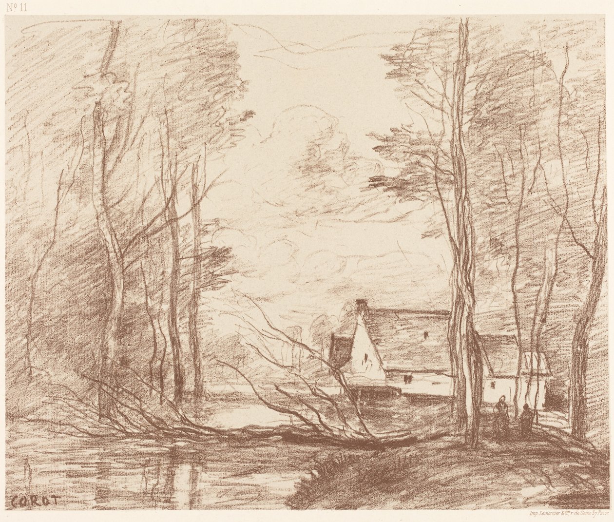 Kvarnen i Cuincy, nära Douai (Le Moulin de Cuincy, nära Douai) av Jean-Baptiste-Camille Corot