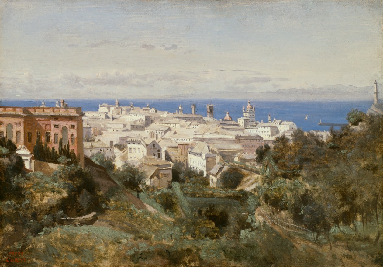 Utsikt över Genua av Jean-Baptiste-Camille Corot