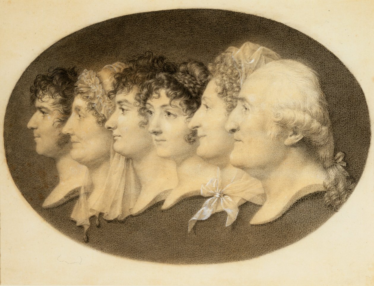 Profilporträtt av Augustin och hans familj av Jean Baptiste Jacques Augustin