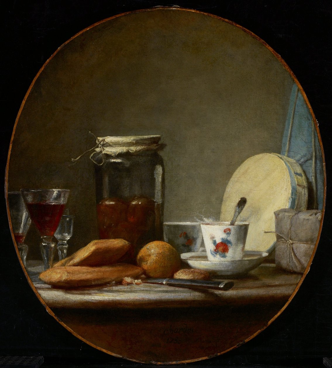 Burk med aprikoser av Jean Baptiste Simeon Chardin