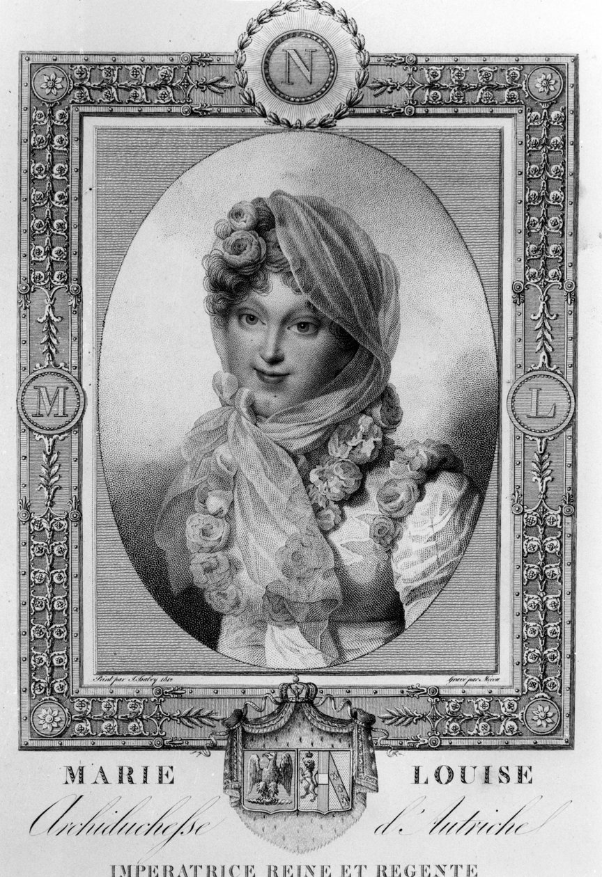 Marie-Louise av Österrike (1791-1847) andra hustru till Napoleon I, imperator av Frankrike 1810-1814 (gravyr) av Jean Baptiste (after) Isabey