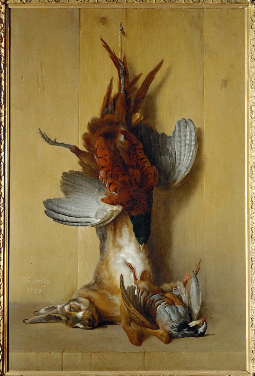 Fasan, hare och rapphöna - fasan, hare och rapphöna ... av Jean-Baptiste (school of) Oudry