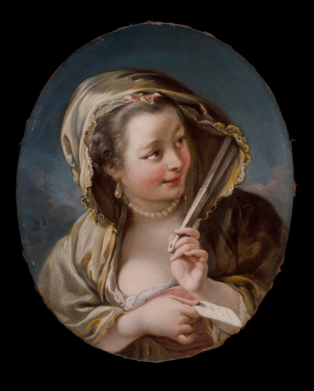 En kvinna med en fläkt av Jean Baptiste Deshays