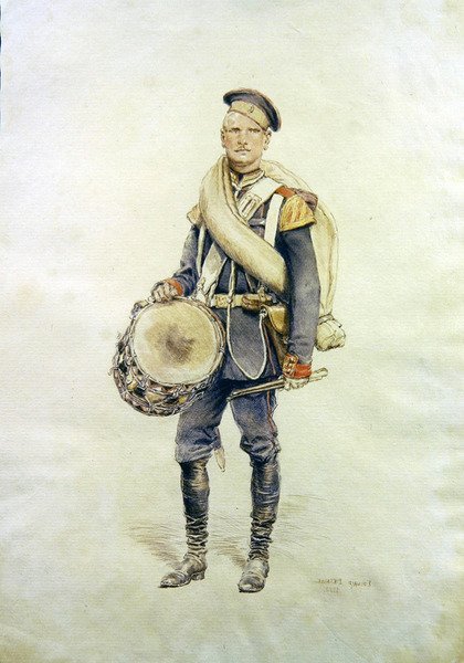 Porträtt av en trummis av Jean Baptiste Edouard Detaille