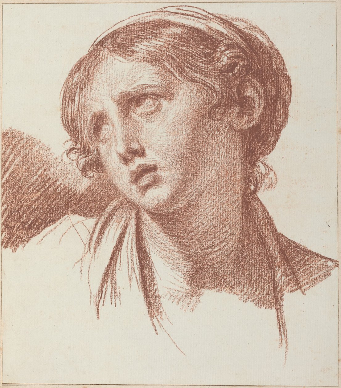 En Ung Flicka Som Ser Uppåt av Jean-Baptiste Greuze
