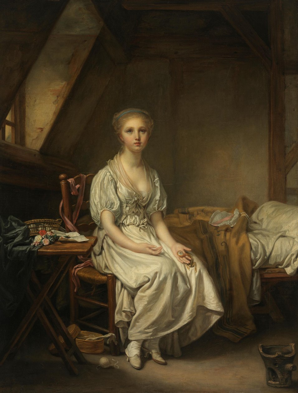 Klockans klagan (Den vacklande dygden) av Jean-Baptiste Greuze