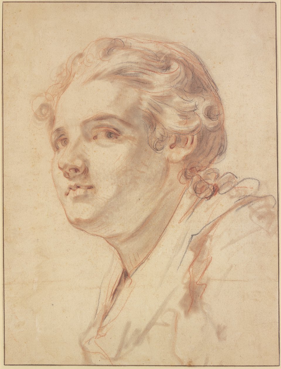 Yngling i trekvartsprofil åt vänster av Jean-Baptiste Greuze