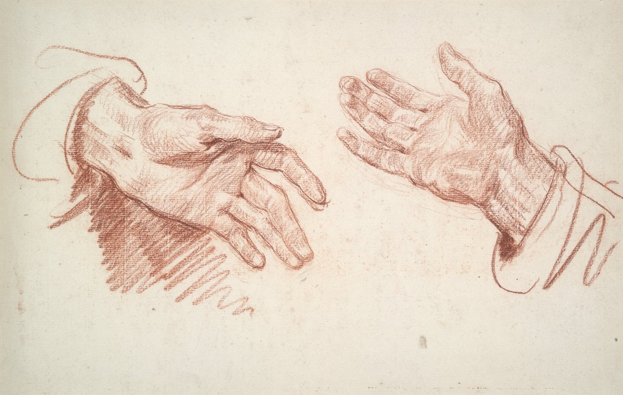 Studie av 2 händer av Jean-Baptiste Greuze