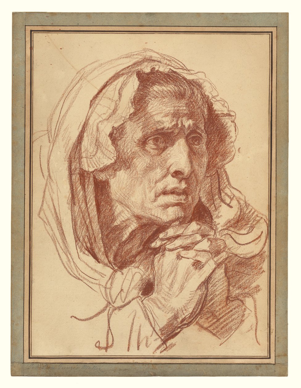 Studie av huvudet på en gammal kvinna av Jean-Baptiste Greuze