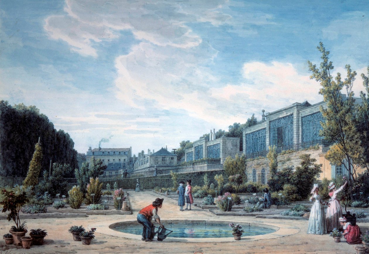 Utsikt över kungens trädgård (nuvarande växtträdgård). Litografi av Jean Baptiste Hilaire (1753-1822) 1794 Paris, B.N. av Jean Baptiste Hilaire
