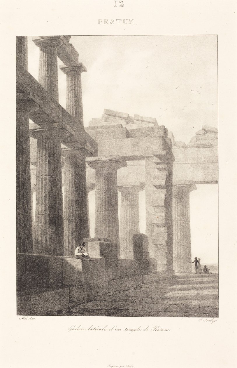 Sidogalleri i ett tempel i Pestum av Jean-Baptiste Isabey