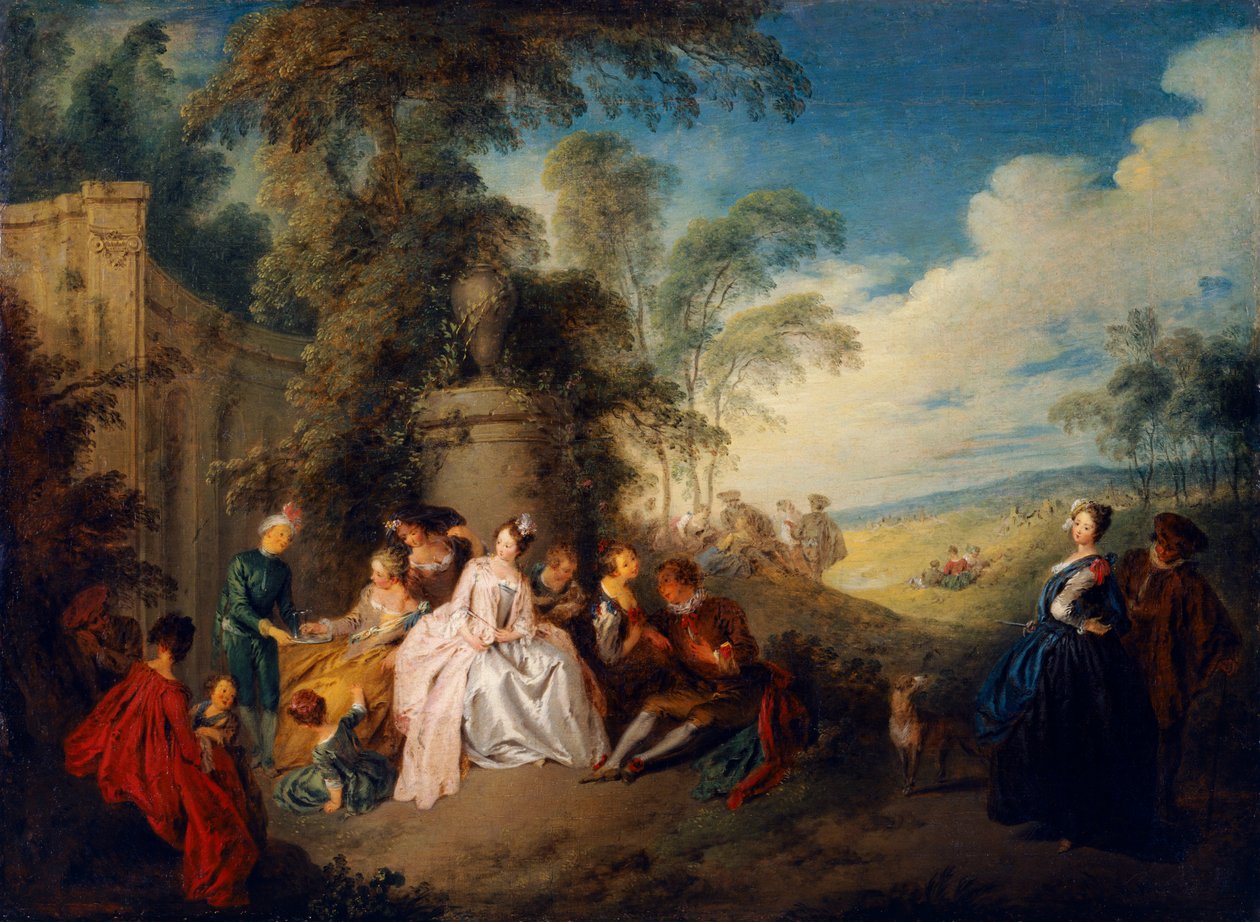 Fete Champetre (olja på duk) av Jean Baptiste Joseph Pater
