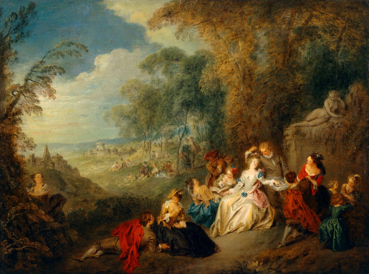 Fete Champetre (olja på duk) av Jean Baptiste Joseph Pater