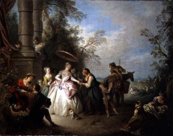 The Fortune Teller (olja på duk) av Jean Baptiste Joseph Pater