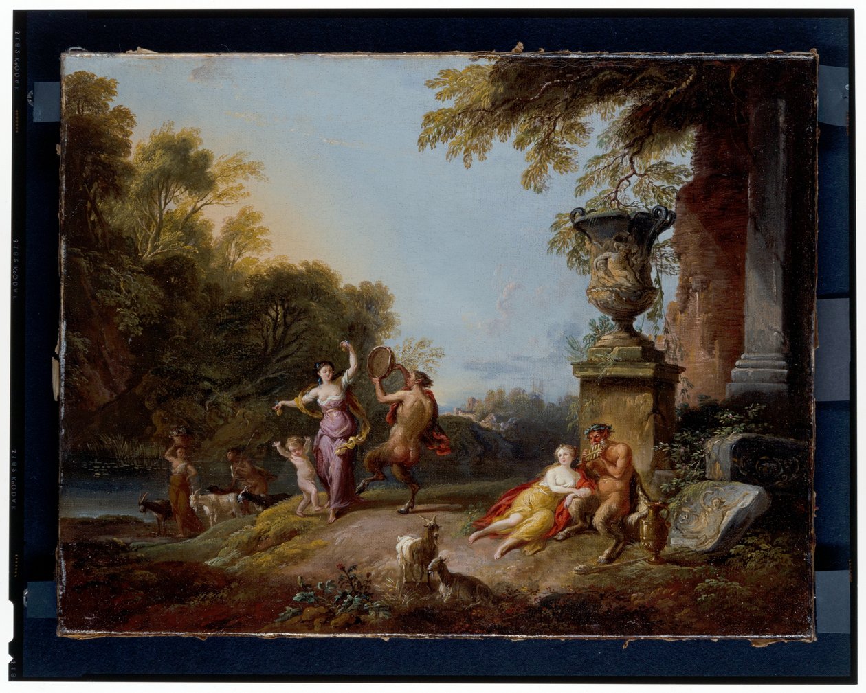 Nymfer och satyrer i ett flodlandskap av Jean Baptiste Lallemand