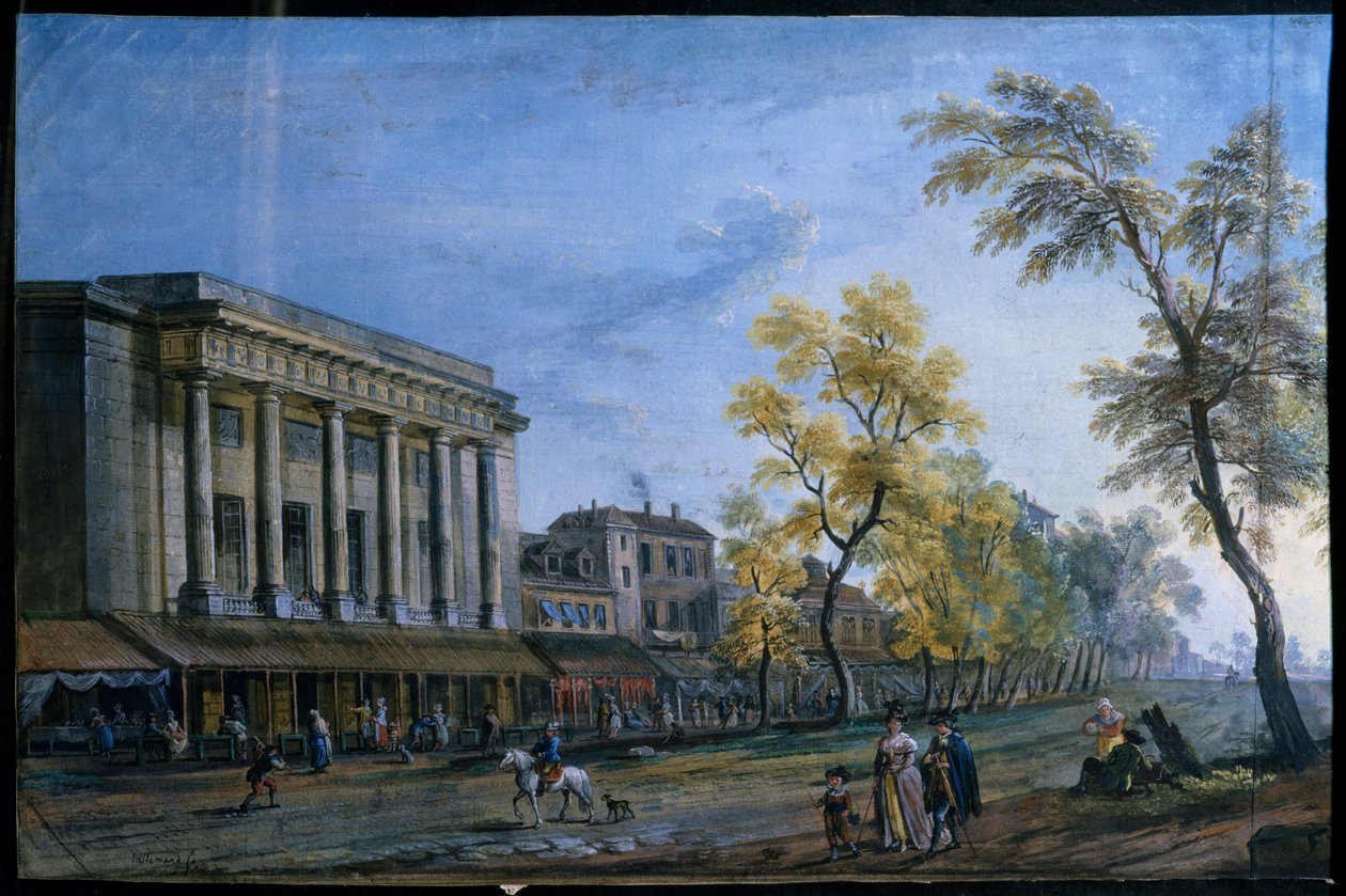 Italienska teatern i Paris. Målning av Jean Baptiste Lallemand av Jean Baptiste Lallemand