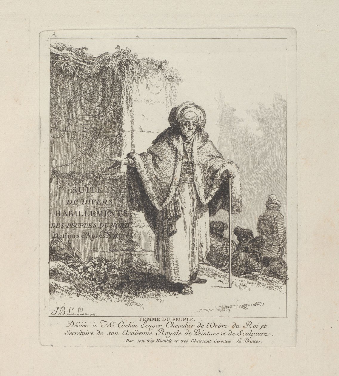 Woman of the People, tallrik ett från Miscellaneous Clothing of the Northern Peoples av Jean-Baptiste Le Prince