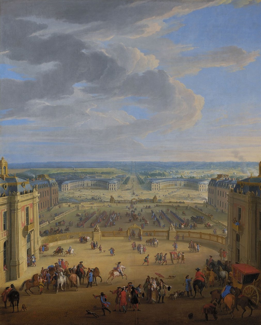 Franska: Vue perspective du château de Versailles sur la place d