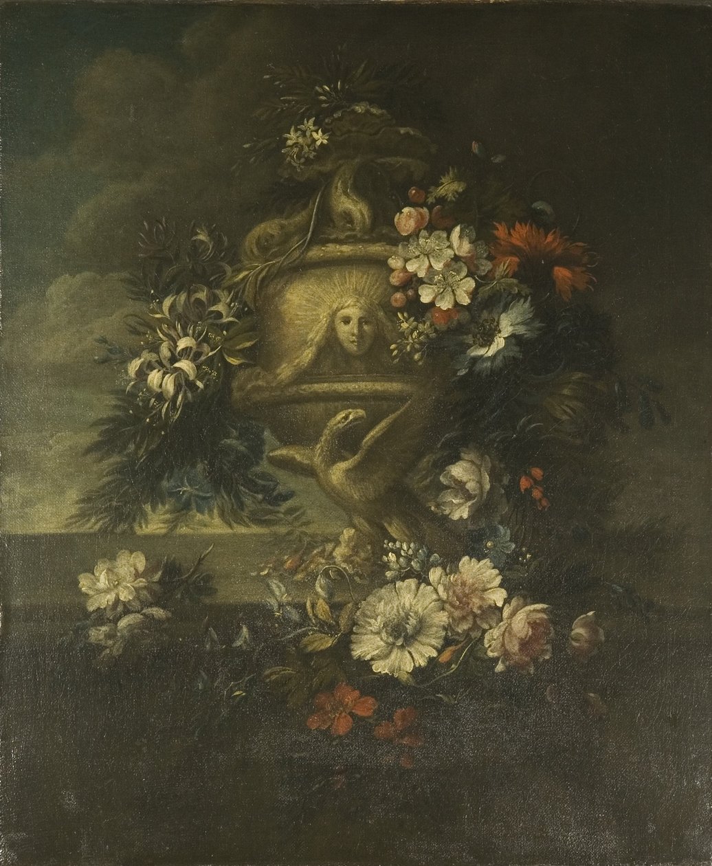 Blommor i en skulpterad vas (olja på duk) av Jean Baptiste Monnoyer