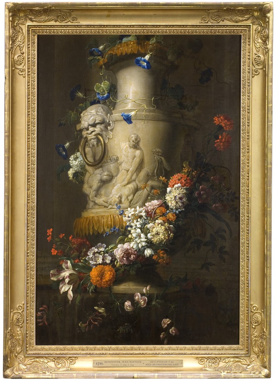 Marmorvase mit Blumengirlande av Jean-Baptiste Monnoyer