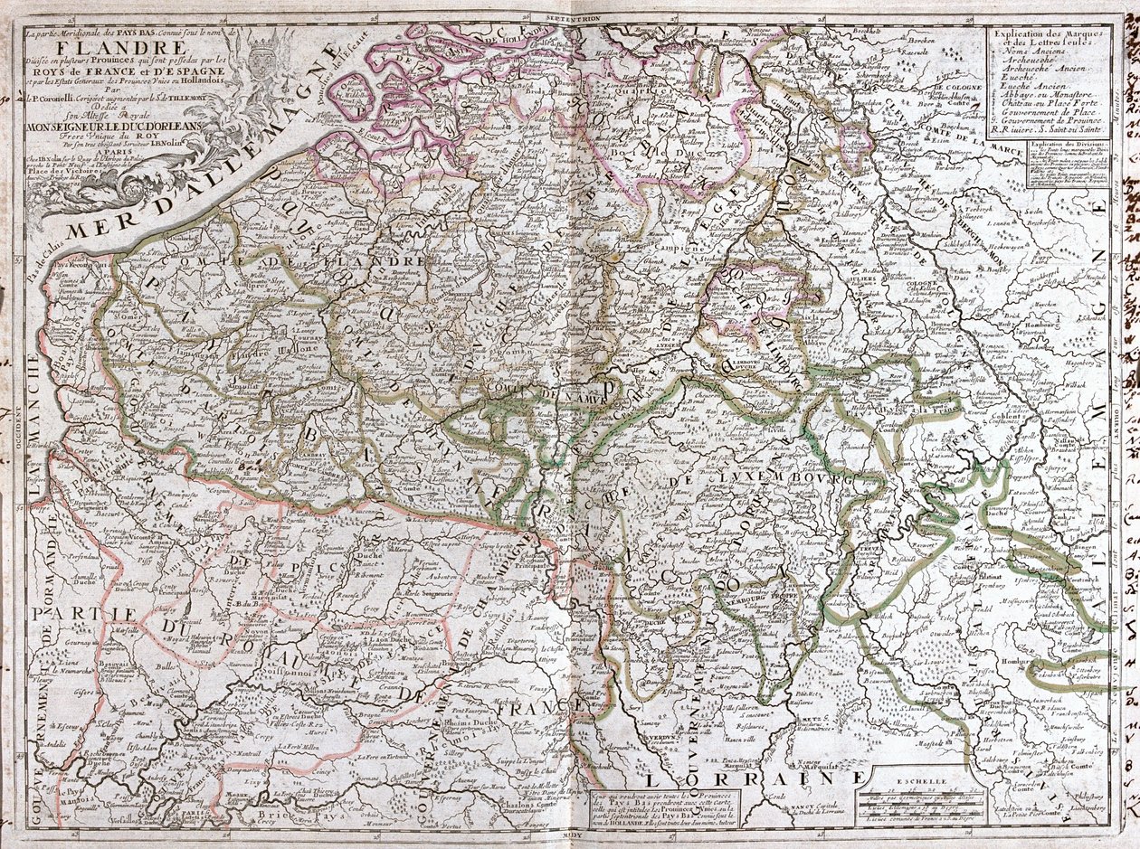 Frankrike (Region: Nord-Pas-de-Calais, Picardie, Champagne-Ardenne, Lorraine, Île-de-France), Belgien, Nederländerna (provins: Zeeland, Noord-Brabant, Limburg), Tyskland (delstat: Nordrhein-Westfalen, Rheinland-Pfalz, Saarland), Luxemburg av Jean-Baptiste Nolin