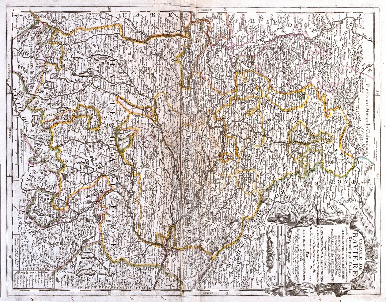 Tyskland (delstat: Bayern), Tjeckien (region: Karlovy Vary, Ústí nad Labem), Österrike (delstat: Oberösterreich, Salzburg, Tyrolen) av Jean Baptiste Nolin