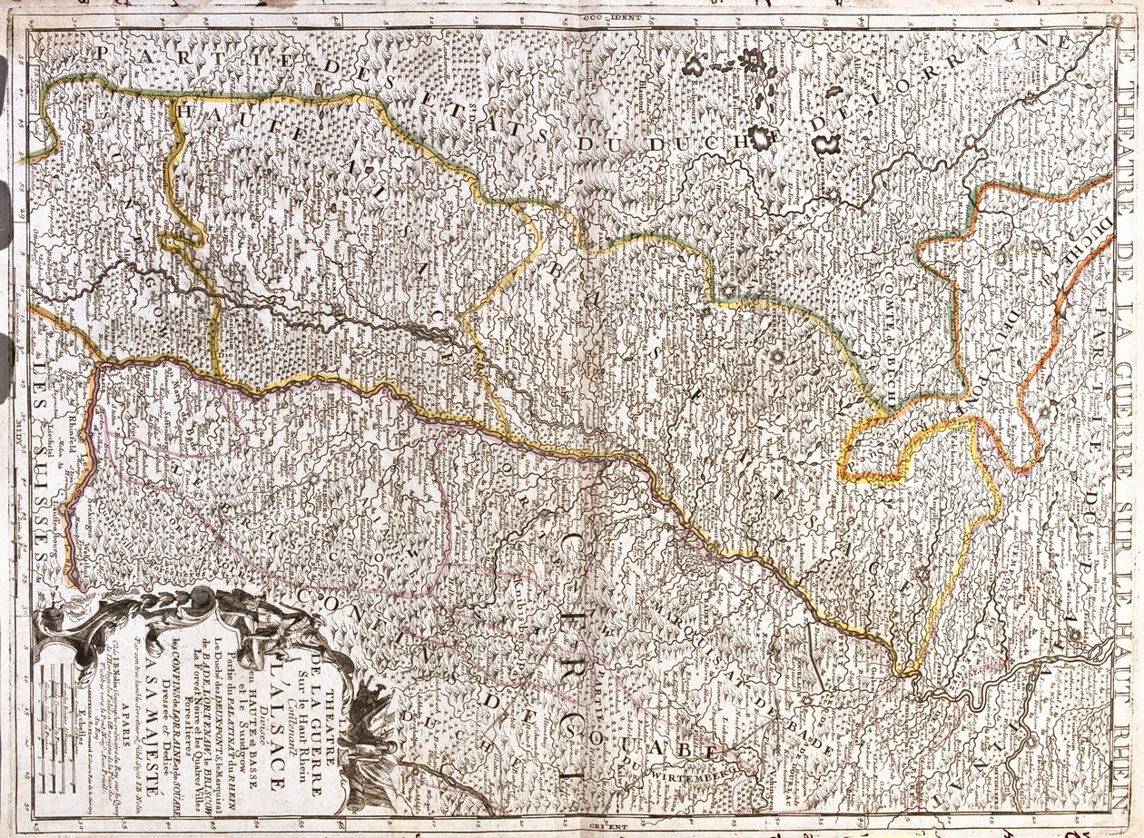 Tyskland (delstaterna Saarland, Rheinland-Pfalz, Baden-Württemberg), Frankrike (Franche-Comté, Alsace, Lorraine), Schweiz (kantonen Basel-Stadt) av Jean Baptiste Nolin