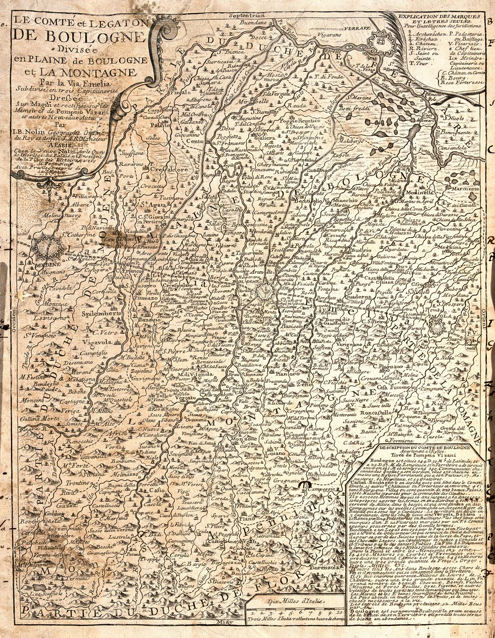 Karta över länet Boulogne (Frankrike) (etsning av Jean Baptiste Nolin