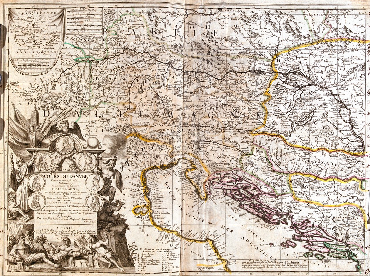 Sydöstra Tyskland, södra Tjeckien, Österrike, västra Slovakien, västra Ungern, Slovenien, Kroatien, Bosnien och Hercegovina av Jean Baptiste Nolin